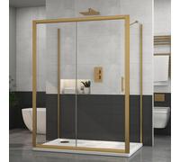 Royal Bathrooms Venice 1500 X 700mm Brushed Brass 3-Sided Sliding Door Shower Enclosure Rectangular With Side Panels 6mm Glass Screen
