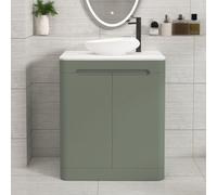 Royal Bathrooms Venice 700mm Sage Green Freestanding Bathroom Countertop Vanity Unit 2 Door With Nova Basin