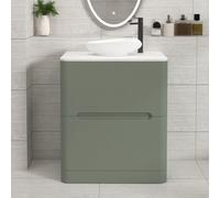 Royal Bathrooms Venice 700mm Sage Green Freestanding Bathroom Countertop Vanity Unit 2 Drawer With Nova Basin