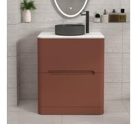 Royal Bathrooms Venice 700mm Terracotta Clay Freestanding Bathroom Countertop Vanity Unit 2 Drawer With Art Round Basin