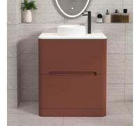 Royal Bathrooms Venice 700mm Terracotta Clay Freestanding Bathroom Vanity Unit 2 Drawer Plain White Worktop With Round Basin