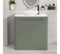 Royal Bathrooms Venice 800mm Sage Green Freestanding Bathroom Countertop Vanity Unit 2 Door With Nova Basin