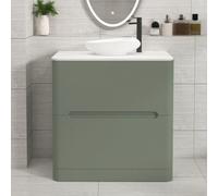 Royal Bathrooms Venice 800mm Sage Green Freestanding Bathroom Countertop Vanity Unit 2 Drawer With Nova Basin