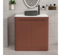 Royal Bathrooms Venice 800mm Terracotta Clay Freestanding Bathroom Countertop Vanity Unit 2 Door With Art Round Basin