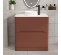 Royal Bathrooms Venice 800mm Terracotta Clay Freestanding Bathroom Countertop Vanity Unit 2 Drawer With Round Basin