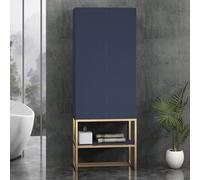 Royal Bathrooms Vienna 1600mm Navy Blue Push Open Doors Bathroom Tall Boy Unit With Brushed Brass Frame