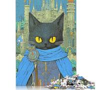 Royal Black Cat Puzzle Jigsaws 500 Pieces for Adults Wooden Puzzles for Adults Jigsaw Puzzles for Adult 500pcs (52x38cm)