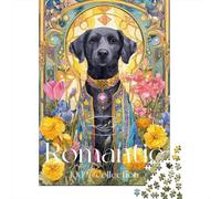 Royal Black Labrador Art Print Jigsaw Puzzles Puzzle for Adults Kids. 1000 Pieces Whimsical Challenge Toy Educational Game Home Decoration for Adults& Kids Age 14 Years Up 52x38cm/1000pcs