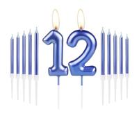 Royal Blue 12th Birthday Candles Set - Number 12 Candle, Party Candles for Cake Toppers - Girl Boy Women Men 12th Birthday Decorations, Wedding Anniversary