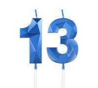 Royal Blue 13th Birthday Candles, 3D Number 13 Candle for Cake, Boy Girl 13th Birthday Decorations,Sapphire Candle Topper Blue Cake Decorations for Birthday Party Wedding Anniversary Supplies