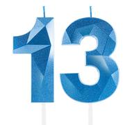 Royal Blue 13th Birthday Candles, Sapphire Blue Number 13 Happy Birthday Candles, Cake Topper Decorations for Birthday Party, Wedding Anniversary Celebration Supply