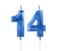 Royal Blue 14th Birthday Candles, 3D Number14 Candle for Cake, Boy Girl 14th Birthday Decorations,Sapphire Candle Topper Blue Cake Decorations for Birthday Party Wedding Anniversary Supplies