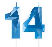 Royal Blue 14th Birthday Candles, Sapphire Blue Number 14 Happy Birthday Candles, Cake Topper Decorations for Birthday Party, Wedding Anniversary Celebration Supply