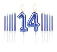 Royal Blue 14th Birthday Candles Set - Number 14 Candle, Party Candles for Cake Toppers - Girl Boy Women Men 14th Birthday Decorations, Wedding Anniversary