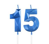 Royal Blue 15th Birthday Candles, 3D Number15 Candle for Cake, Boy Girl 15th Birthday Decorations,Sapphire Candle Topper Blue Cake Decorations for Birthday Party Wedding Anniversary Supplies