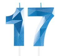 Royal Blue 17th Birthday Candles, Sapphire Blue Number 17 Happy Birthday Candles, Cake Topper Decorations for Birthday Party, Wedding Anniversary Celebration Supply