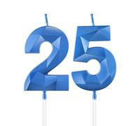 Royal Blue 25th Birthday Candles, 3D Number25 Candle for Cake, Boy Girl 25th Birthday Decorations,Sapphire Candle Topper Blue Cake Decorations for Birthday Party Wedding Anniversary Supplies