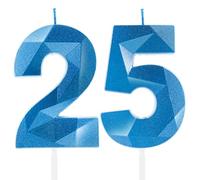 Royal Blue 25th Birthday Candles, Sapphire Blue Number 25 Happy Birthday Candles, Cake Topper Decorations for Birthday Party, Wedding Anniversary Celebration Supply