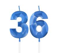 Royal Blue 36th Birthday Candles, 3D Number36 Candle for Cake, Women Men 36th Birthday Decorations,Sapphire Candle Topper Blue Cake Decorations for Birthday Party Wedding Anniversary Supplies