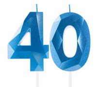 Royal Blue 40th Birthday Candles, Sapphire Blue Number 40 Happy Birthday Candles, Cake Topper Decorations for Birthday Party, Wedding Anniversary Celebration Supply