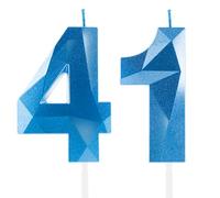 Royal Blue 41st Birthday Candles, Sapphire Blue Number 41 Happy Birthday Candles, Cake Topper Decorations for Birthday Party, Wedding Anniversary Celebration Supply
