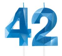 Royal Blue 42nd Birthday Candles, Sapphire Blue Number 42 Happy Birthday Candles, Cake Topper Decorations for Birthday Party, Wedding Anniversary Celebration Supply