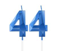 Royal Blue 44th Birthday Candles, 3D Number44 Candle for Cake, Women Men 44th Birthday Decorations,Sapphire Candle Topper Blue Cake Decorations for Birthday Party Wedding Anniversary Supplies