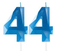Royal Blue 44th Birthday Candles, Sapphire Blue Number 44 Happy Birthday Candles, Cake Topper Decorations for Birthday Party, Wedding Anniversary Celebration Supply
