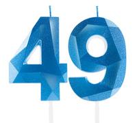 Royal Blue 49th Birthday Candles, Sapphire Blue Number 49 Happy Birthday Candles, Cake Topper Decorations for Birthday Party, Wedding Anniversary Celebration Supply