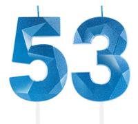 Royal Blue 53rd Birthday Candles, Sapphire Blue Number 53 Happy Birthday Candles, Cake Topper Decorations for Birthday Party, Wedding Anniversary Celebration Supply