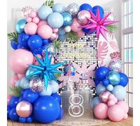 Royal Blue and Pink Balloons Arch 118pcs Pastel Blue Light Pink Balloons Garland Metallic Confetti Latex Balloon Explosion Star Foil Summer Hawaii Birthday Party Decorations Gender Reveal Baby Shower