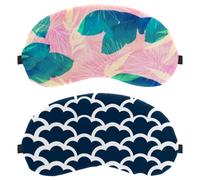 Royal Blue and White Japanese Wave Motif 2-Pack Light-Blocking, Soft, Breathable Sleeping Masks Blindfold Sleep Masks