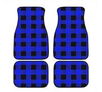 Royal Blue/Black Plaid Universal Fit Car Floor Mats Fashion Car Carpet Front&Rear 4 Pieces Full Set Fit for SUVs,Vans,Cars,Trucks
