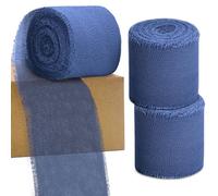 Royal Blue Chiffon Ribbon Handmade Silk Satin Ribbon 3 Rolls 1.5 Inch x 16.4Yd Frayed Ribbons for Gift Wrapping Halloween Decor Thanksgiving Christmas Wedding Bridal Day Bouquets DIY Crafts