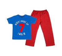 Royal Blue Children's T-Shirt Size 3-4 Years 'When I Wake Up I Will Be…' and Red Bottoms Pyjama Set with White and Red Print
