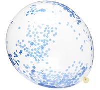 Royal Blue Confetti Clear Latex Balloons (30cm) Pack of 6 - Transparent Premium Latex, Perfect for Parties & Celebrations