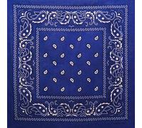 Royal Blue Cotton Bandana Scarf Square Black White Paisley