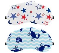 Royal Blue Crab Light Blue Wave 2-Pack Eye Patch and Eye Masks Set, Light-Blocking, Soft, Breathable Sleep Mask Kit