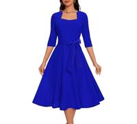 Royal Blue Dress Women's Cocktail Dresses for Wedding Guest Formal Homecoming Tea Party Dress Modest Church Dress A Line Flowy Party Dresses RoyalBlue M