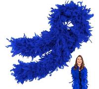 Royal Blue Feather Boas Thick Fancy Dress for Women,Girls,80g 2m/6.6ft Natural Turkey Feather Boa Blue,Party Fluffy Boa Feather Scarffor Bulk for Adult,Kids,Wedding Bachelor Halloween Christmas Party