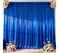 Royal Blue Glitter Satin Backdrop Curtain for Parties 40x10FT Shimmer Photo Backdrop Drapes Non-Wrinkle Sparkle Drapes for Backdrop,Back Drop Cloth for Wedding Baby Shower Christmas Decorations
