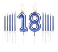 Royal Blue Happy 18th Birthday Candles Set, Blue Number 18 Candle, Blue Birthday Candles for Cake, Party Cake Candles Cake Toppers for Girl Boy Women Men 18th Birthday Decorations Wedding Anniversary