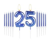 Royal Blue Happy 25th Birthday Candles Set, Number 25 Candle, Party Cake Toppers for Girl Boy Women Men, Birthday Decorations, Wedding Anniversary