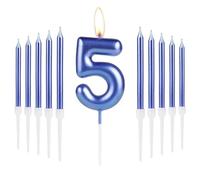 Royal Blue Happy 5th Birthday Candles - Number 5 Candles, Birthday Decorations for Cake Toppers, Boys & Girls 5th Birthday & Wedding Anniversary