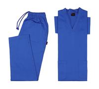 (Royal Blue, L) Medical TOP & TROUSER SCRUB SET 100% Cotton scrubs