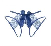 (royal blue, L (recommended 120-75kg)) Large size female lace can avoid pure desire, sexy tear suit, pants catties, uniform temptation, open file, fun