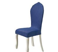 Royal Blue Modern Oval Upholstered Dining Chairs Round Backrest No Armrests Sturdy Wooden Legs - Slish Slish Dining Room Fur