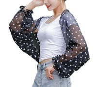 (Royal Blue, One size) Sun Protective Shawl with Flared Sleeves Cooling Arm Sleeve Cover Breathable Sun Blocking Wrap Shawl for Outdoor Travel Black dots