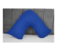 (Royal Blue) Pack of 2 Plain Poly-Cotton Back & Neck Support V Shaped Pillowcase Orthopaedic/Pregnancy/Nursing Pillow Case Pair- Available in 25 Colours 74 x 34 cm