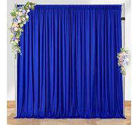 Royal Blue Polyester Backdrop: Wrinkle Free Royal Blue Backdrop Curtain 2 Pack 5.3ftx10ft Fabric Backdrop for Birthday Themed Party Stage Photography Background Decoration